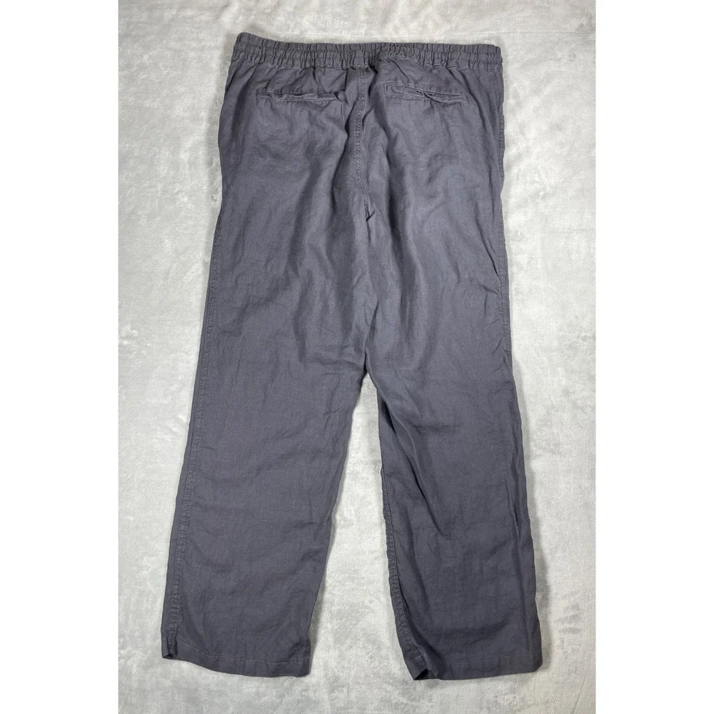 Onia Linen Pants Men XXL Gray Drawstring Elastic Waist Casual Beach Lightweight